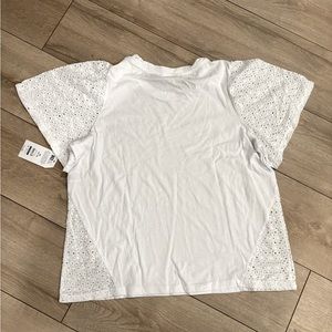 White Lace Detail Time and True T-shirt NWT